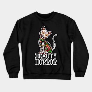 Beauty Horror cute Halloween Skeleton Retro Cat Crewneck Sweatshirt